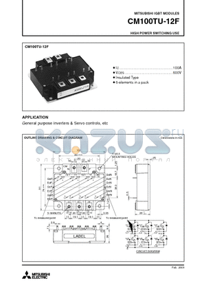 CM100TU-12F_09 datasheet - IGBT MODULES HIGH POWER SWITCHING USE