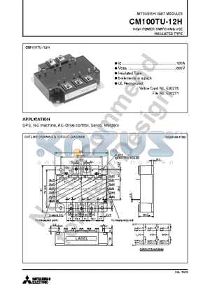 CM100TU-12H_12 datasheet - HIGH POWER SWITCHING USE INSULATED TYPE