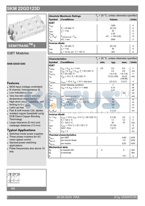 SKM22GD123D datasheet - IGBT Modules