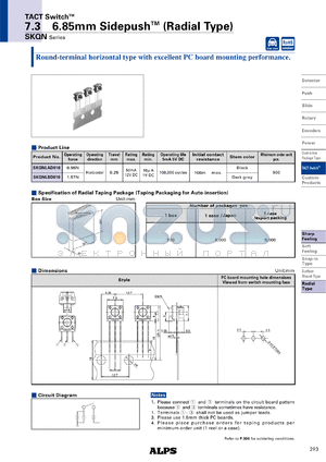 SKQNLBD010 datasheet - 7.36.85mm SidepushTM (Radial Type)