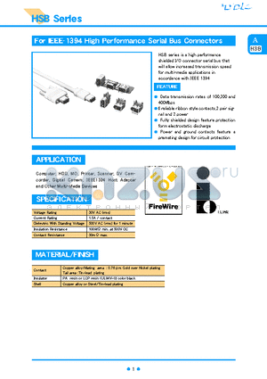 HSB-R001BJ datasheet - For IEEE-1394 High Performance Serial Bus Connectors