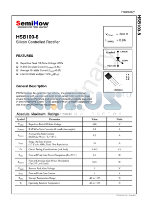 HSB100-8 datasheet - Silicon Controlled Rectifier