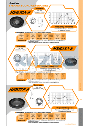 HSB20A-8 datasheet - SPEAKER SOUND GENERATORS