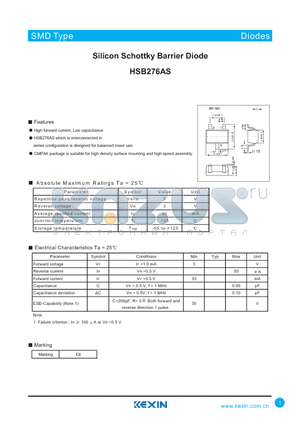 HSB276AS datasheet - Silicon Schottky Barrier Diode