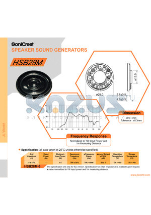 HSB28M datasheet - SPEAKER SOUND GENERATORS