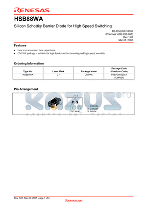 HSB88WA_05 datasheet - Silicon Schottky Barrier Diode for High Speed Switching