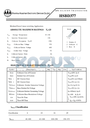 HSBD377 datasheet - NPN SILICON TRANSISTOR