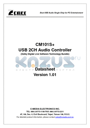 CM101S+ datasheet - USB 2CH Audio Controller