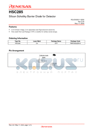 HSC285_06 datasheet - Silicon Schottky Barrier Diode for Detector