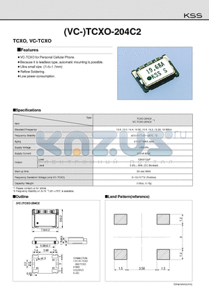 VC-TCXO-204C2 datasheet - TCXO, VC-TCXO