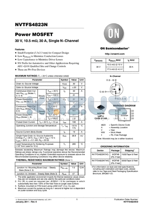 NVTFS4823NTWG datasheet - Power MOSFET 30 V, 10.5 m, 30 A, Single NChannel