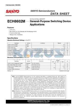 ECH8602M datasheet - N-Channel Silicon MOSFET