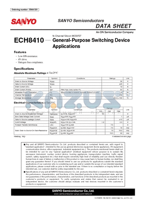 ECH8410 datasheet - General-Purpose Switching Device Applications