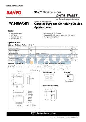 ECH8664R_12 datasheet - General-Purpose Switching Device Applications