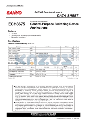 ECH8675 datasheet - General-Purpose Switching Device Applications