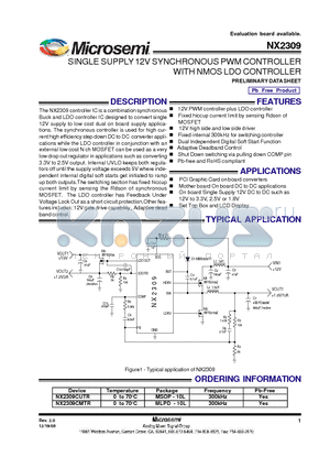 NX2309 datasheet - SINGLE SUPPLY 12V SYNCHRONOUS PWM CONTROLLER WITH NMOS LDO CONTROLLER