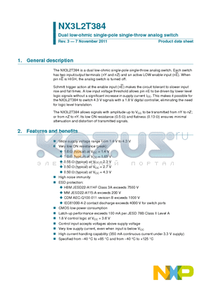 NX3L2T384 datasheet - Dual low-ohmic single-pole single-throw analog switch