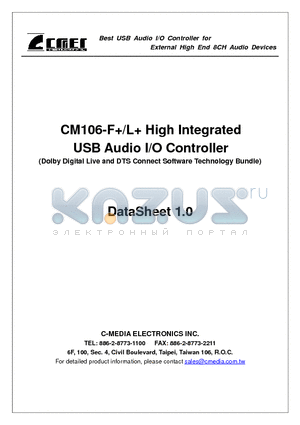 CM106-F+ datasheet - USB Audio I/O Controller