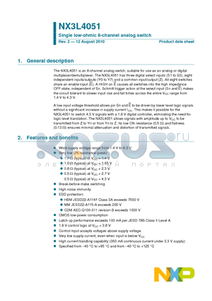 NX3L4051PW datasheet - Single low-ohmic 8-channel analog switch