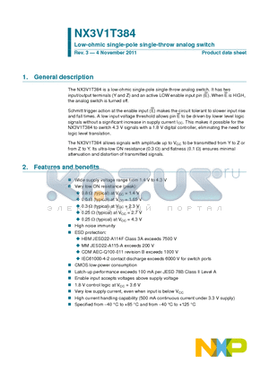 NX3V1T384 datasheet - Low-ohmic single-pole single-throw analog switch