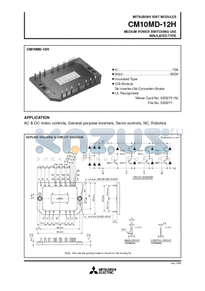 CM10MD-12H datasheet - MEDIUM POWER SWITCHING USE INSULATED TYPE