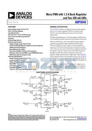 ECJ1VB0J225K datasheet - Micro PMU with 1.2 A Buck Regulator