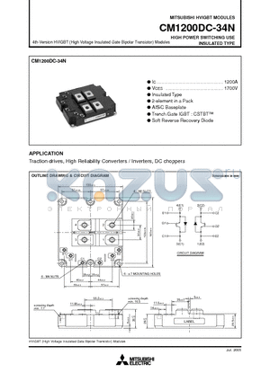 CM1200DC-34N datasheet - HIGH POWER SWITCHING USE INSULATED TYPE