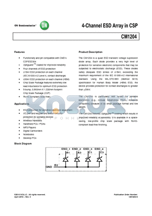 CM1204-03CP datasheet - 4-Channel ESD Array in CSP