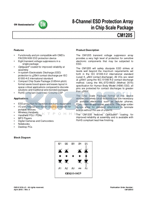 CM1205 datasheet - 8-Channel ESD Protection Array in Chip Scale Package