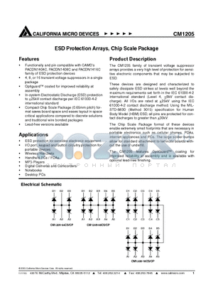 CM1205-08CS datasheet - ESD Protection Arrays, Chip Scale Package