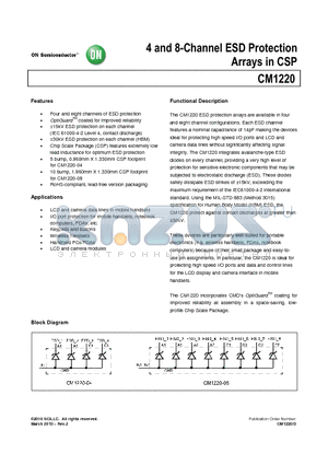 CM1220 datasheet - 4 and 8-Channel ESD Protection Arrays in CSP