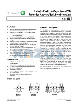 CM1223-08MR datasheet - Industry First Low Capacitance ESD Protection Arrays w/Backdrive Protection