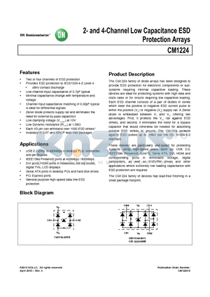 CM1224-04SO datasheet - 2- and 4-Channel Low Capacitance ESD Protection Arrays