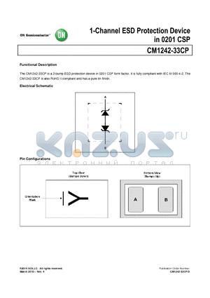 CM1242-33CP datasheet - 1-Channel ESD Protection Device in 0201 CSP