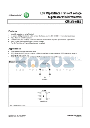 CM1249-04S9 datasheet - Low Capacitance Transient Voltage Suppressors/ESD Protectors