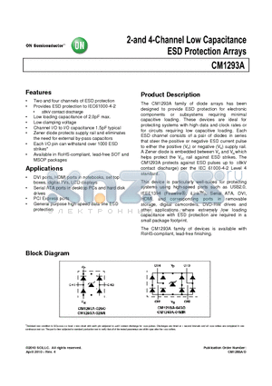 CM1293A-04SO datasheet - 2-and 4-Channel Low Capacitance ESD Protection Arrays