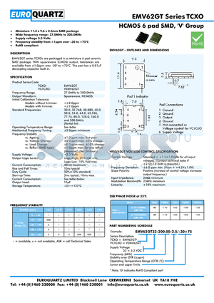 VEV62GT33-200.00-2.5-30 datasheet - HCMOS 6 pad SMD, V Group