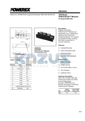 CM4208A2 datasheet - SCR/Diode POW-R-BLOK Modules 25 Amperes/800 Volts