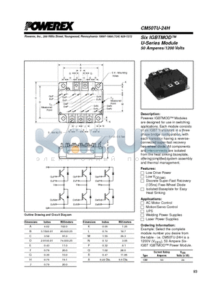 CM50TU-24H datasheet - Six IGBTMOD 50 Amperes/1200 Volts