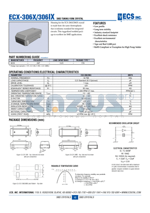 ECS-.327-12.5-17X datasheet - SMD TUNING FORK CRYSTAL