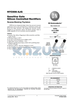 NYC008-6JG datasheet - Sensitive Gate Silicon Controlled Rectifiers
