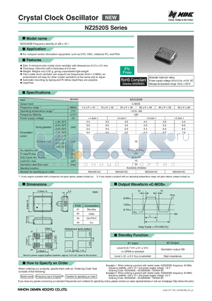 NZ2520S datasheet - Crystal Clock Oscillator