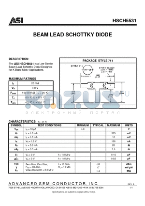 HSCH5531 datasheet - BEAM LEAD SCHOTTKY DIODE