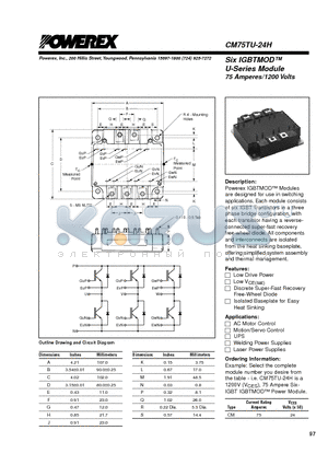 CM75TU-24H datasheet - Six IGBTMOD 75 Amperes/1200 Volts