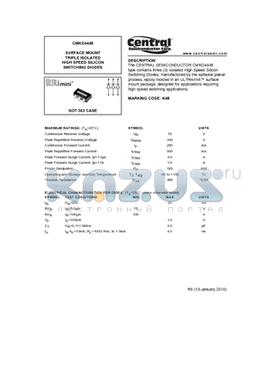 CMKD4448_10 datasheet - SURFACE MOUNT TRIPLE ISOLATED HIGH SPEED SILICON SWITCHING DIODES