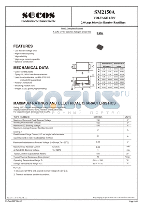 SM2150A_07 datasheet - 2.0Amp Schottky Barrier Rectifiers