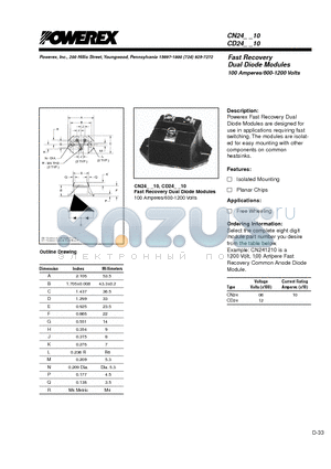 CN241210 datasheet - Fast Recovery Dual Diode Modules 100 Amperes/600-1200 Volts