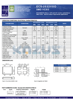 ECS-2532VXO-270B-3.3 datasheet - SMD VCXO