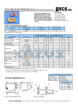 ECS-3951M-BN datasheet - SMD CLOCK OSCILLATORS