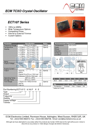 ECT107C8.192FXE datasheet - ECM TCXO Crystal Oscillator